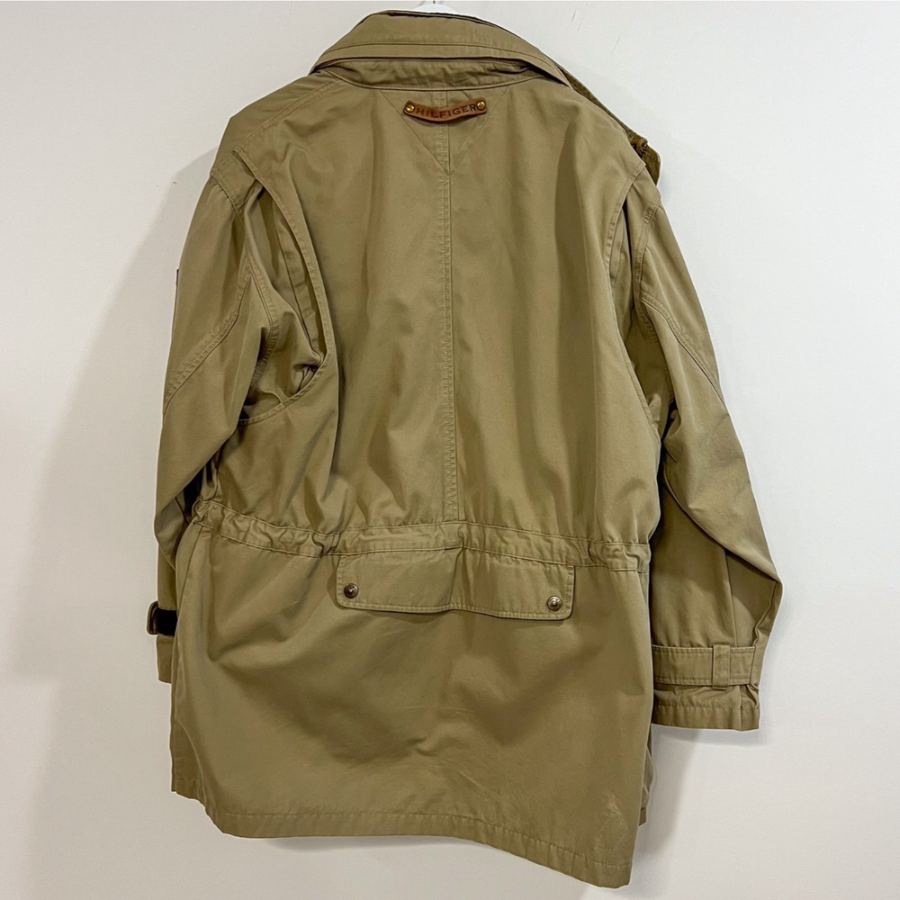 Vintage 90s Tommy Hilfiger Mens Size M Outdoor Hunting Parka Layer Jacket Khaki - Picture 14 of 16